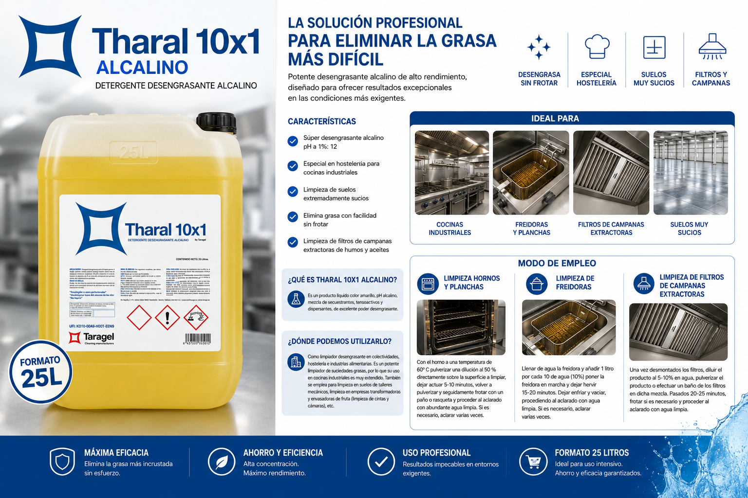 THARAL 10X1 Alcalino | Desengrasante Concentrado Profesional para Industria, Talleres y Automoción - Imagen 3