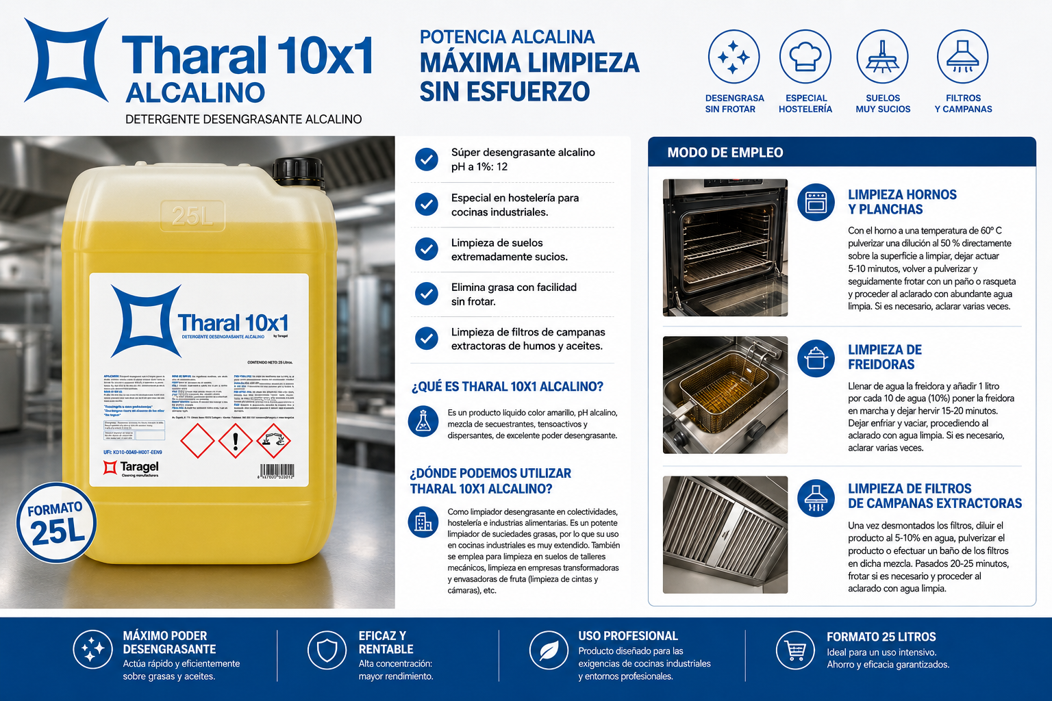 THARAL 10X1 Alcalino | Desengrasante Concentrado Profesional para Industria, Talleres y Automoción - Imagen 2