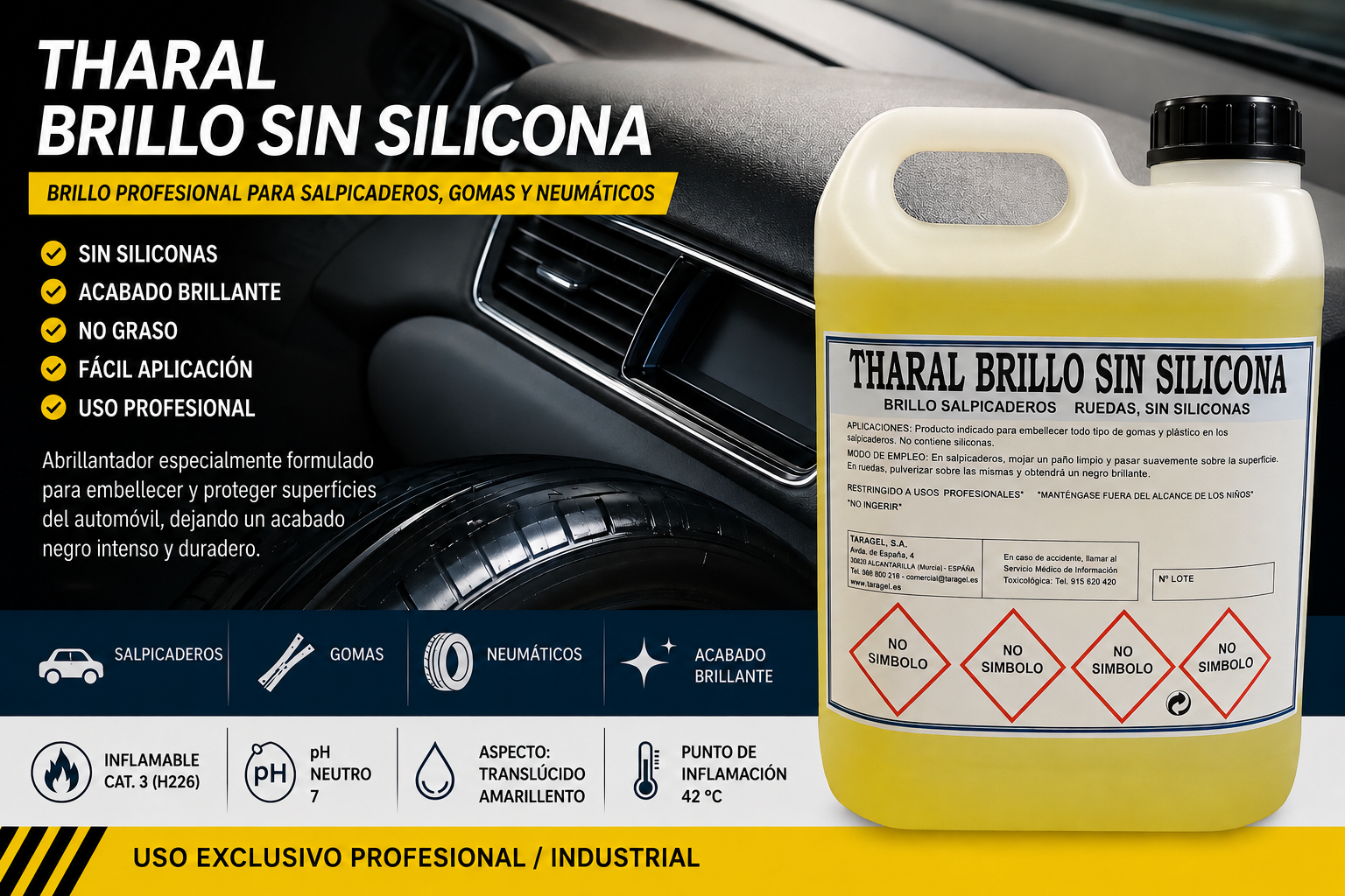 THARAL Brillo Sin Siliconas | Abrillantador Profesional para Interiores de Vehículos - Imagen 4
