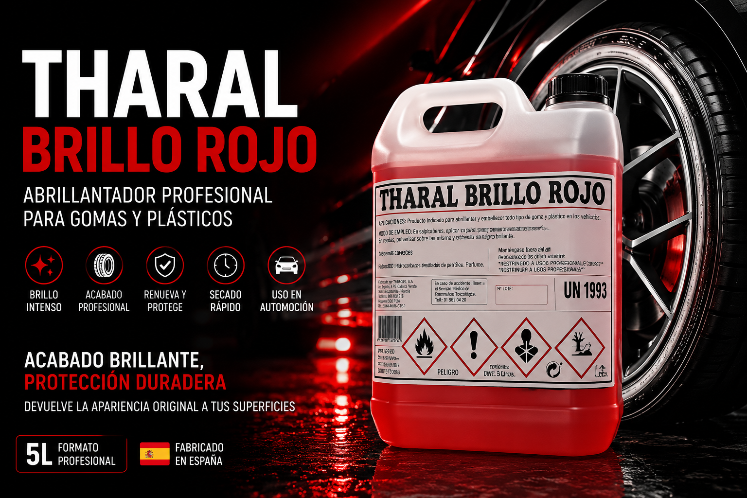 THARAL Brillo Rojo | Abrillantador Profesional para Salpicaderos y Plásticos - Imagen 2
